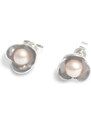 Klára Bílá Jewellery Dámské náušnice pecky Bowpearls s perlou Stříbro 925/1000, Barva perly: Bílá