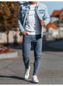 Ombre Clothing Pánské džínové kalhoty bez oděru SLIM FIT - tmavě modré V4 OM-PADP-0148