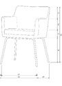 Hoorns Béžová sametová jídelní židle Ken s područkami