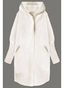 MADE IN ITALY Dlouhý vlněný přehoz přes oblečení typu "alpaka" ve smetanové barvě s kapucí (908)