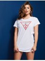 GUESS tričko Longline Logo Tee bílé XS