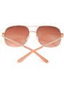 GUESS brýle Rose Gold-Tone Metal Navigator Sunglasses Oranžová