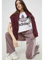 Bavlněná mikina adidas Originals dámská, fialová barva, s kapucí, hladká