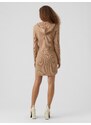 Hnědé žebrované mikinové šaty s kapucí VERO MODA Hermosa - Dámské