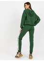 Fashionhunters Tmavě zelený dámský ležérní set s výstřihem do V