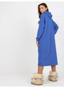 Fashionhunters Základní tmavě modré midi sportovní šaty s kapucí