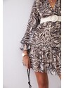 FASARDI Šifonové šaty s širokým páskem v béžové barvě