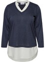 Tmavě modrý dámský svetr s košilovou vsadkou Fransa - Dámské
