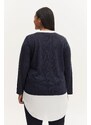 Tmavě modrý dámský svetr s košilovou vsadkou Fransa - Dámské