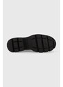 Kožené workery Calvin Klein Jeans Chunky Combat Laceup Boot dámské, černá barva, na plochém podpatku