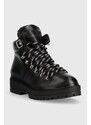 Nízké kozačky Tommy Hilfiger Leather Outdoor Flat Boot dámské, černá barva, na platformě, lehce zateplené