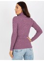 Fashionhunters Dámský fialový pruhovaný svetr s rolákem