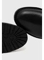 Kožené kozačky Lauren Ralph Lauren Burncalf dámské, černá barva, na plochém podpatku