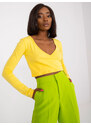 Fashionhunters Žlutá krátká bavlněná halenka Paola RUE PARIS