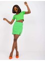 Fashionhunters Zelená sukně Elvira RUE PARIS s proužkovaným střihem
