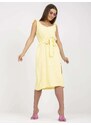 Fashionhunters Světle žluté midi šaty s vázáním RUE PARIS