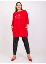 Fashionhunters Větší červená žerzejová tunika s nápisem Blanche
