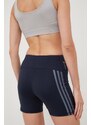 Běžecké šortky adidas Performance Run Icons tmavomodrá barva, s potiskem, high waist