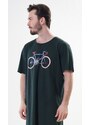 Cool Comics Pánská noční košile s krátkým rukávem Old bike - tmavě zelená