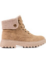 GOODIN Beige women's trappers shelovet insulated with sheepskin coat