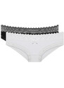 DIM SEXY FASHION SLIP 2x - Women's cotton panties with lace 2 pcs - black - white