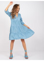 Fashionhunters Světle modré šaty s volánky Olive SUBLEVEL