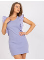Fashionhunters Ležérní fialové pruhované šaty s volány