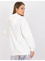 Fashionhunters Ecru oversized mikina s kapucí z bavlny