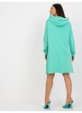 Fashionhunters Mint dlouhá oversize mikina se zipy a kapsou