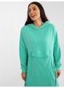 Fashionhunters Mint dlouhá oversize mikina se zipy a kapsou