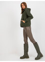 Fashionhunters RUE PARIS khaki mikina na zip s kapsami