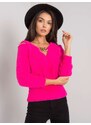 Fashionhunters RUE PARIS Fuchsiový svetr s trojúhelníkovým výstřihem
