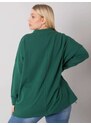 Fashionhunters Tmavě zelená větší mikina s tištěným designem a kapsami