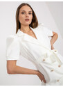 Fashionhunters Elegantní bílé mini koktejlové šaty na knoflíky