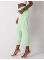 Fashionhunters Světle zelené dámské bavlněné kalhoty