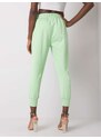 Fashionhunters Světle zelené dámské bavlněné kalhoty
