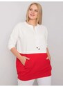 Fashionhunters Dámská tunika plus-size ekru-červená