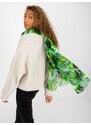 Fashionhunters Zelené pareo s motivem pavího peří