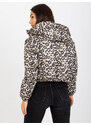 Fashionhunters Béžová oboustranná krátká prošívaná bunda s kapucí