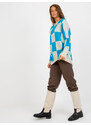 Fashionhunters Oversized modro-béžový kostkovaný svetr pro ženy