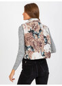 Fashionhunters Dámská béžová prošívaná vesta s květinami