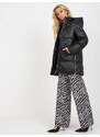 Fashionhunters Černá zimní bunda z ekokůže s prošíváním