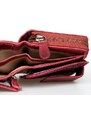 Tmavě růžová velká prostorná celá kožená peněženka Pedro z bytelné pravé kůže FLW
