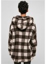 URBAN CLASSICS Ladies Hooded Oversized Check Sherpa Jacket - pink/brown