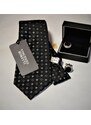 Vincenzo Boretti Luxusní hedvábná kravata a knoflíčky Black Boretti