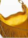 Glamorous by GLAM Kožená kabelka z pravé kůže s třásněmi - žlutá