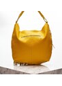 Glamorous by GLAM Kožená kabelka z pravé kůže s třásněmi - žlutá