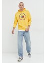 Bavlněná mikina Tommy Jeans pánská, žlutá barva, s kapucí, s potiskem