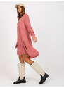 Fashionhunters Prašně růžové dámské oversize šaty s volánem SUBLEVEL