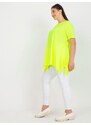 Fashionhunters Fluo žlutá hladká viskózová halenka větší velikosti